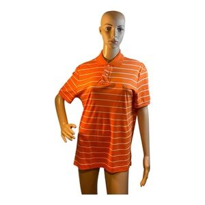 POLO By RALPH LAUREN Women’s Orange White Striped Polo Shirt Trendy Size Small